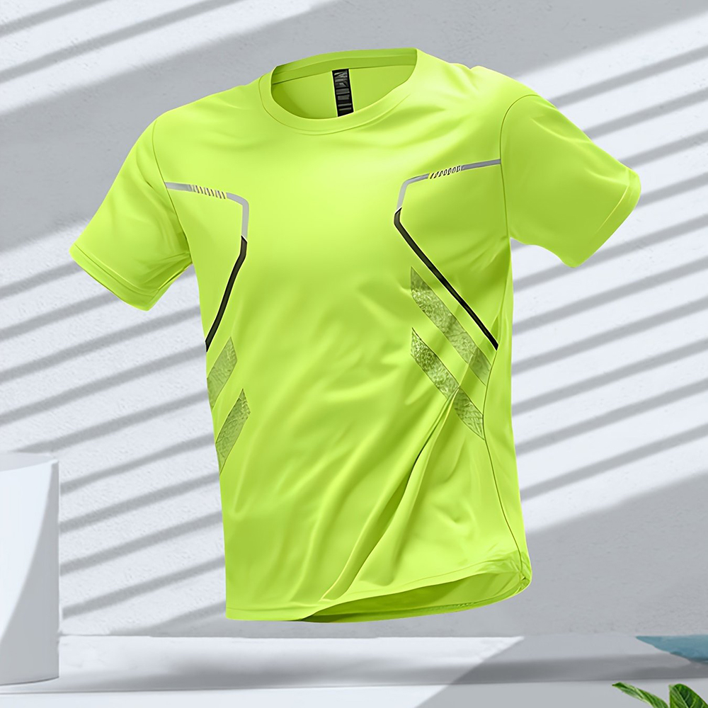 T-shirty męskie Sportowe koszulki do biegania Trening na świeżym powietrzu Szybkoschnące Oddychające koszulki z krótkim rękawem Casualowe koszulki z okrągłym dekoltem Letnie luźne topy