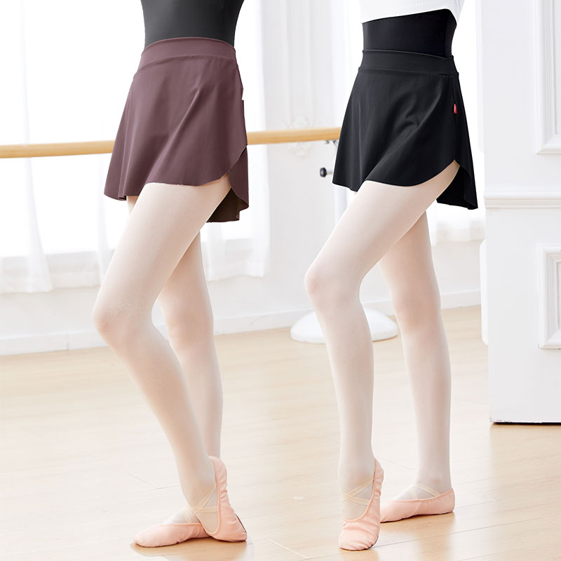 Ballettröcke für Damen, Tanzrock, Kleid, Schwarz, Ballett-Tutu, Ballerina-Tanzkleidung, seitlich geteilter Ballett-Kurzrock