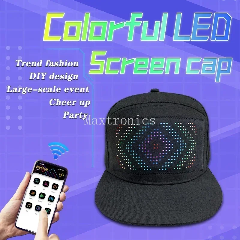 LED Unisex Baseball Cap 5V Wiederaufladbare Bluetooth APP Programmierbare LED Scrollen DIY Display Board Hip Hop Led Cap Snapback Hut