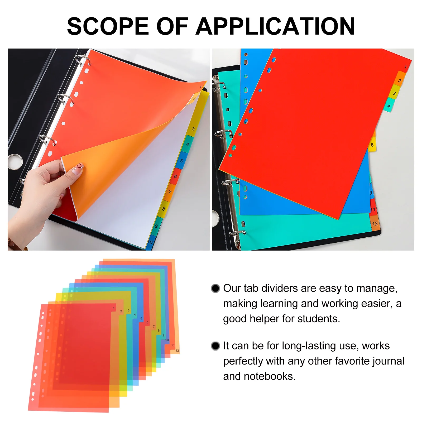 A4 Separated Loose Leaf Page Dividers Folder Number File Pp Book Binder Plastic Binder Tabs Book Binder Dividers A4 Page Marker