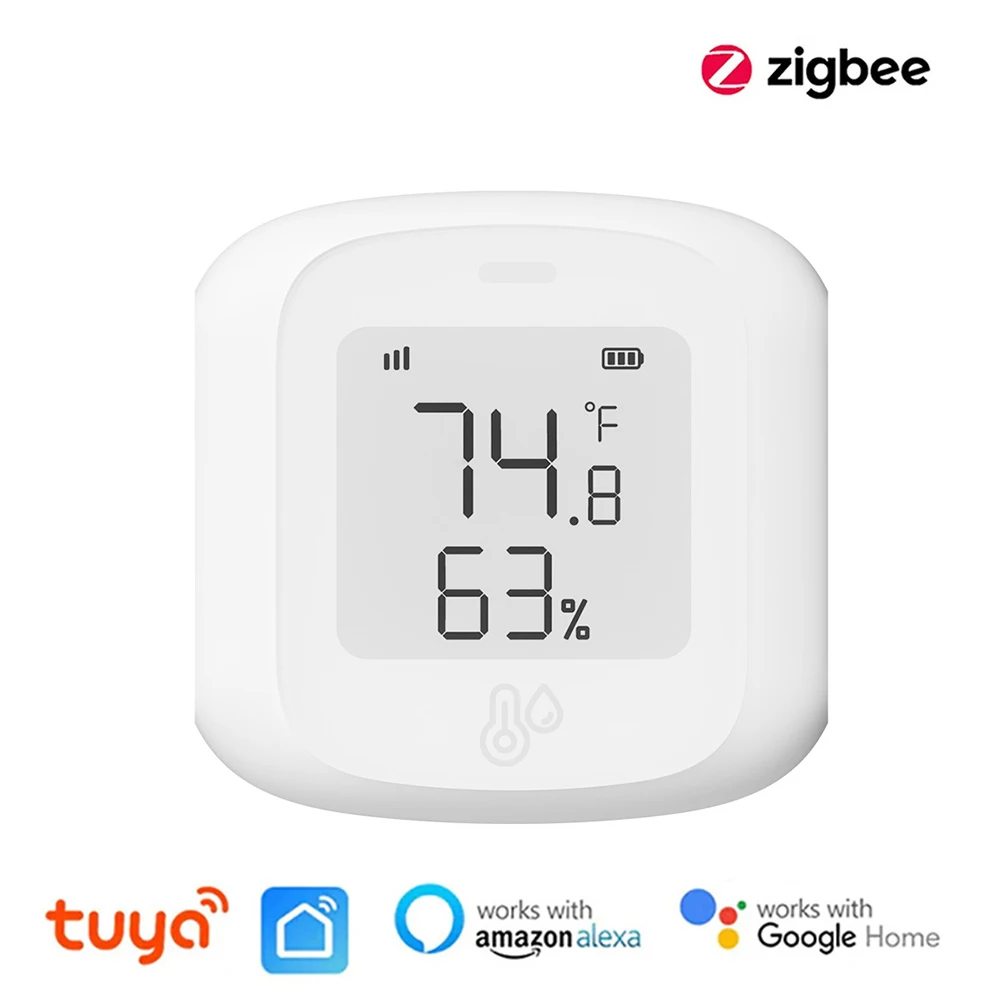 Intelligentes WiFi/Zigbee-Temperatur- und Feuchtigkeitssensor-Innenhygrometer-Thermometer mit LCD-Display, unterstützt Alexa Google Home