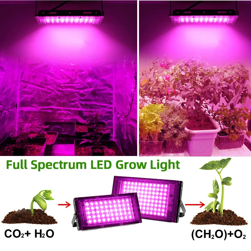 Espectro completo conduziu a planta cresce a luz ac220v 50/100/150/200w com interruptor para plantas hidropônicas de efeito estufa luz de crescimento de sementes de flores