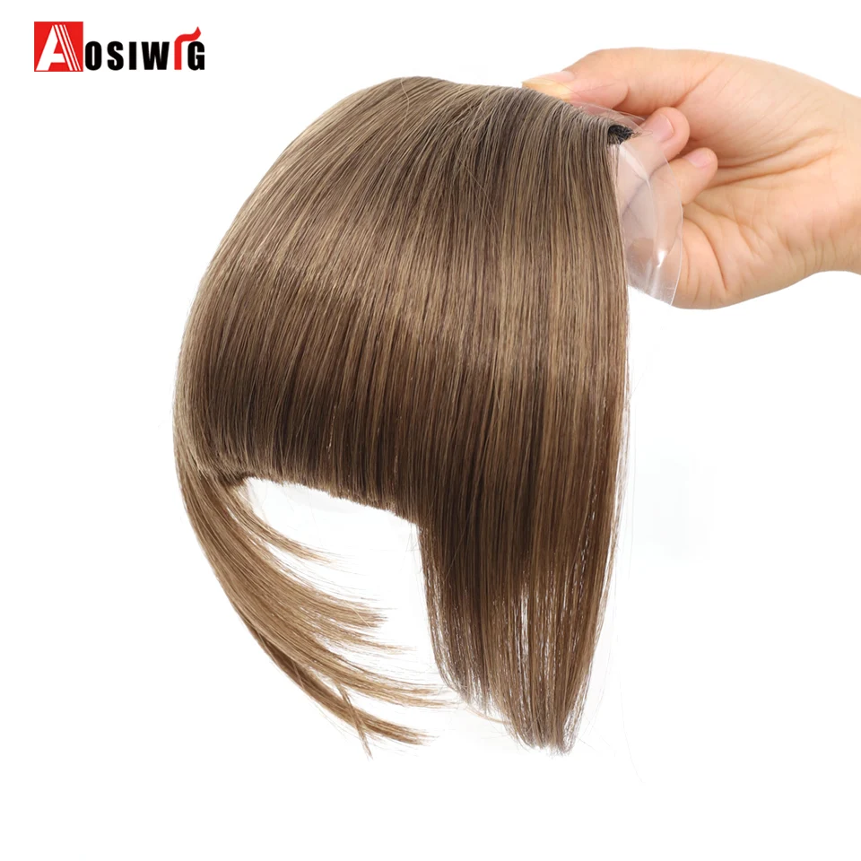 Aosi 6 polegada sintético falso sem corte franja de ar clipe em extensões de cabelo franja falsa peruca para mulheres clipe em franja cabelo falso
