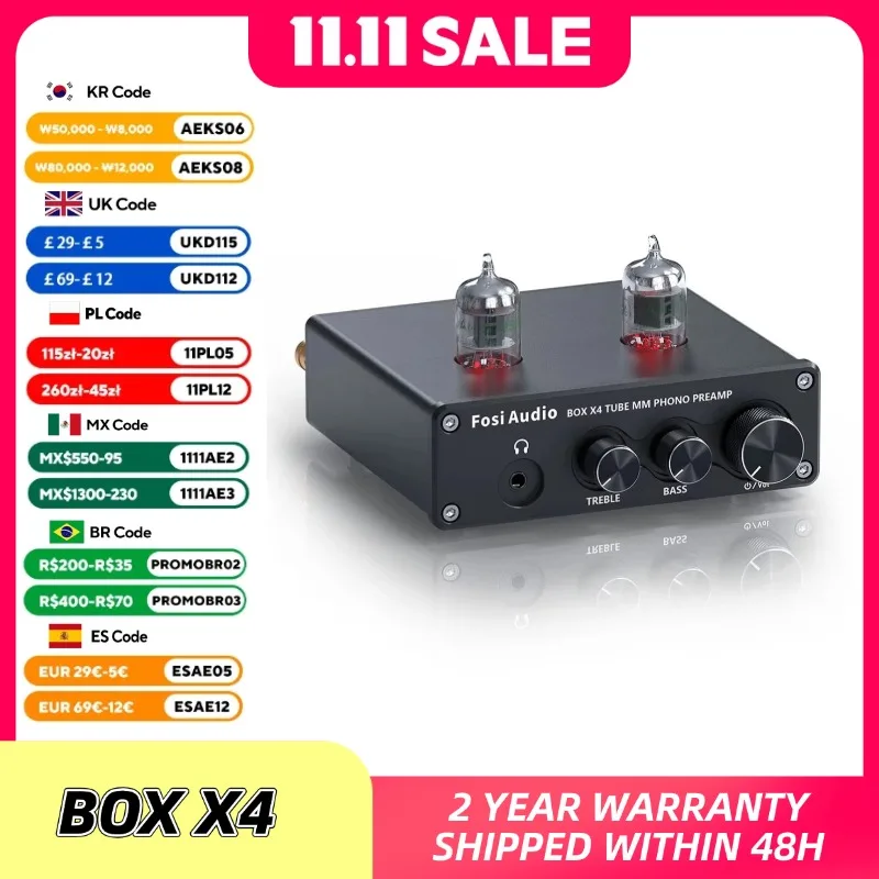 Pré-amplificador fono de áudio fosi para pré-amplificador de fonógrafo de plataforma giratória com amplificador de tubo de vácuo 5654w caixa de alta fidelidade x4