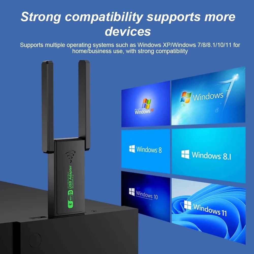 1300Mbps USB 3.0 WiFi Bluetooth Adapter 2.4G 5GHz Wi-Fi Antenna Dual Band 802.11ac Mini Wireless Computer Network Card Receiver