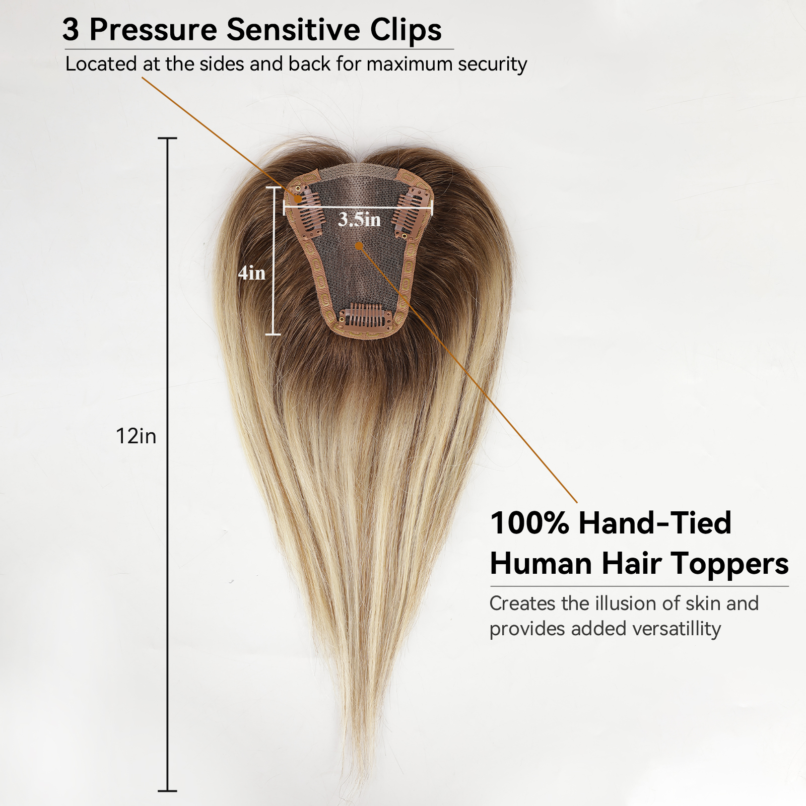 Cheveux Toppers partie centrale femmes cheveux humains Topper avec Base en dentelle pince dans les Extensions de cheveux Blonde Balayage brun postiches humaines