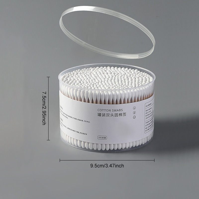 1500/500pcs Round Headed Cotton Swabs Double Headed Women Makeup Cotton Buds for Wood Sticks Nose Ears Cleaning Health Care Tool