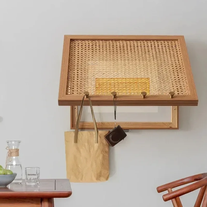 ABKJ-Rattan Stromzähler Box Flip Design Wandaufkleber Kleiderhaken Netzschalter Abdeckung Heimdekoration