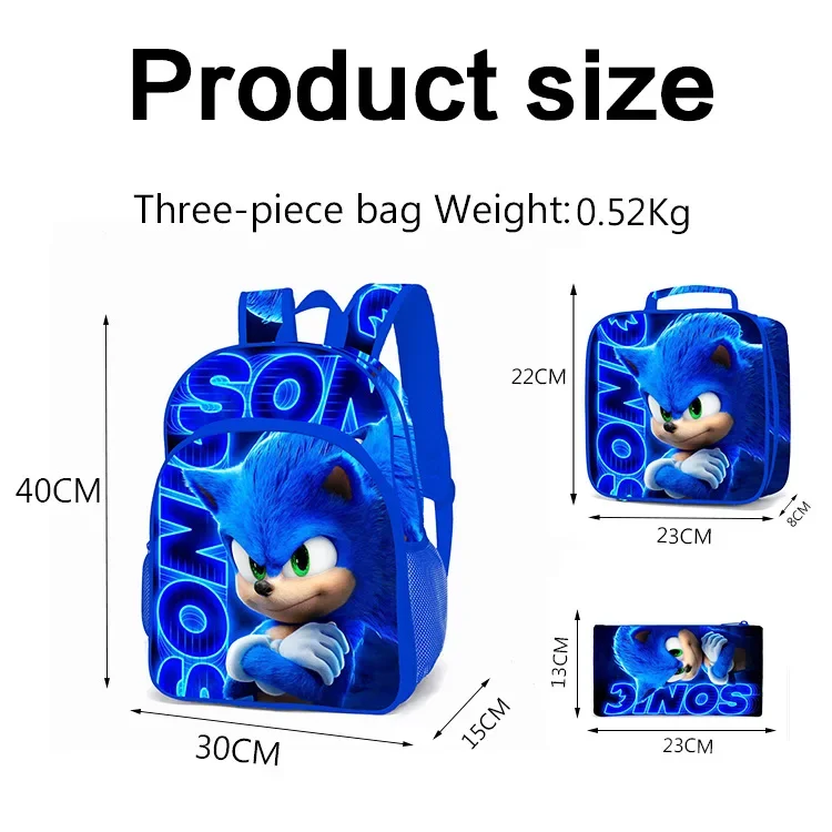 SONIC ソニックバッグ 小中学生と子供用漫画スクールバッグ Mochila ポートバックパック軽量化