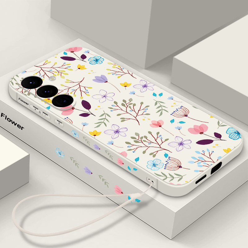 Funda de lujo con cordón y estampado de flores para Samsung Galaxy, cubierta de silicona Ultra, A55, A54, 5G, A35, A25, A15, A14, A34, A52, S21 FE, S22, S23, S24