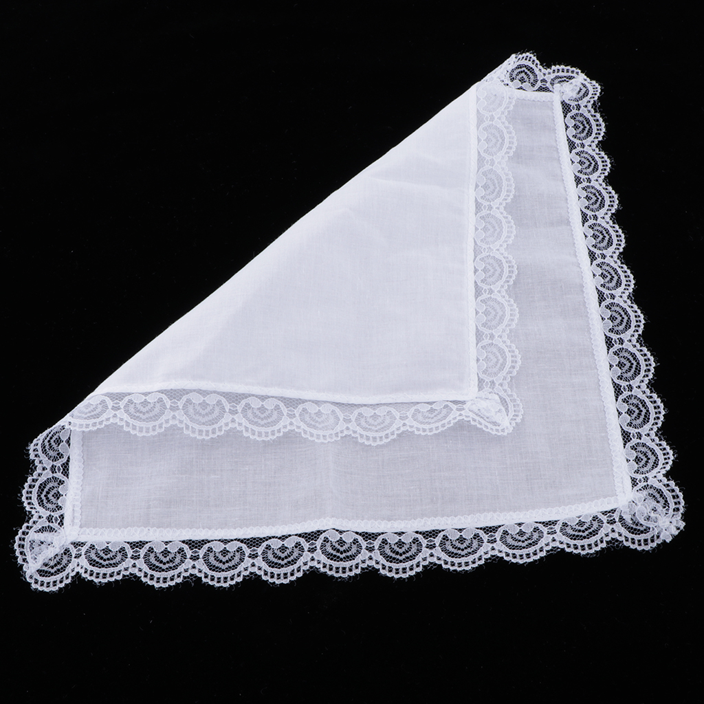 Algodão Hanky Lace Bordado, Hankie Branco, 5 Pcs