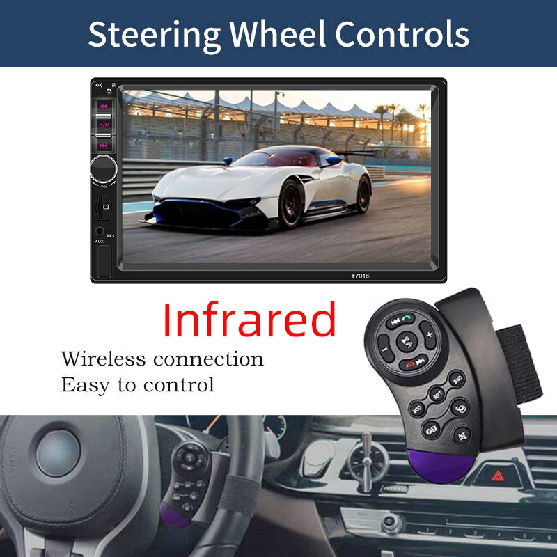 Hippcron 7 "autoradio 1 Din multimediaspeler Ondersteuning Carplay Android Auto HD touchscreen FM AUX-ingang BT Mirror Link TF-kaart