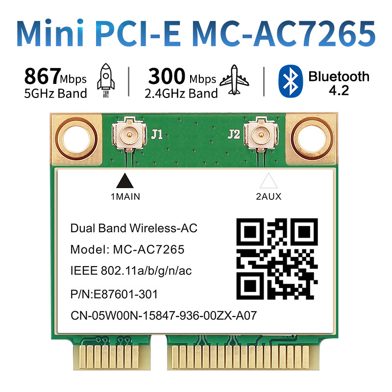 Adaptateur réseau de carte sans fil Wifi 6/5/4 Bluetooth Mini PCI-E pour ordinateur portable
