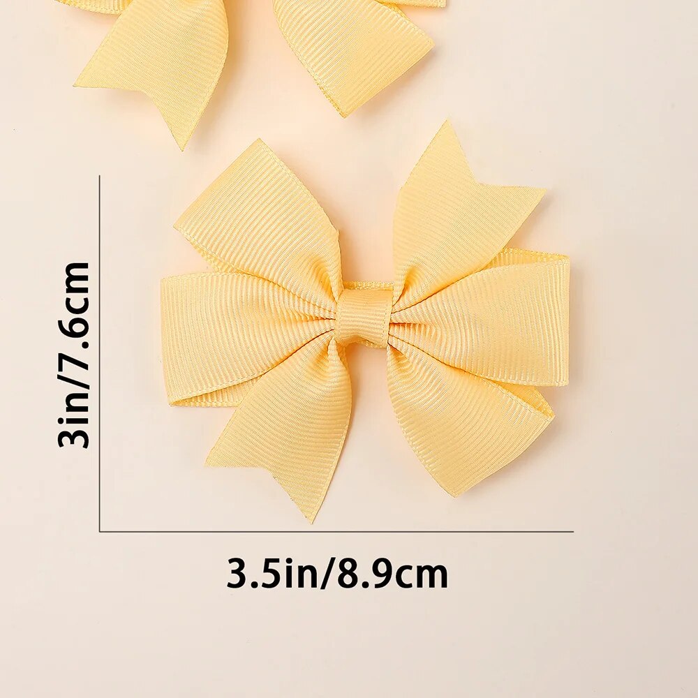 24pc meninas cor sólida arco grampos de cabelo totalmente forrado fita colorida arco grampos de cabelo bonito franja clipes crianças acessórios para o cabelo do bebê
