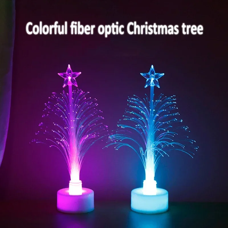 1 Pack LED Christmas Fiber Tree Luminous Fiber Optic Christmas Tree Color-changing Fiber Tree Night Light Decorative Lamp