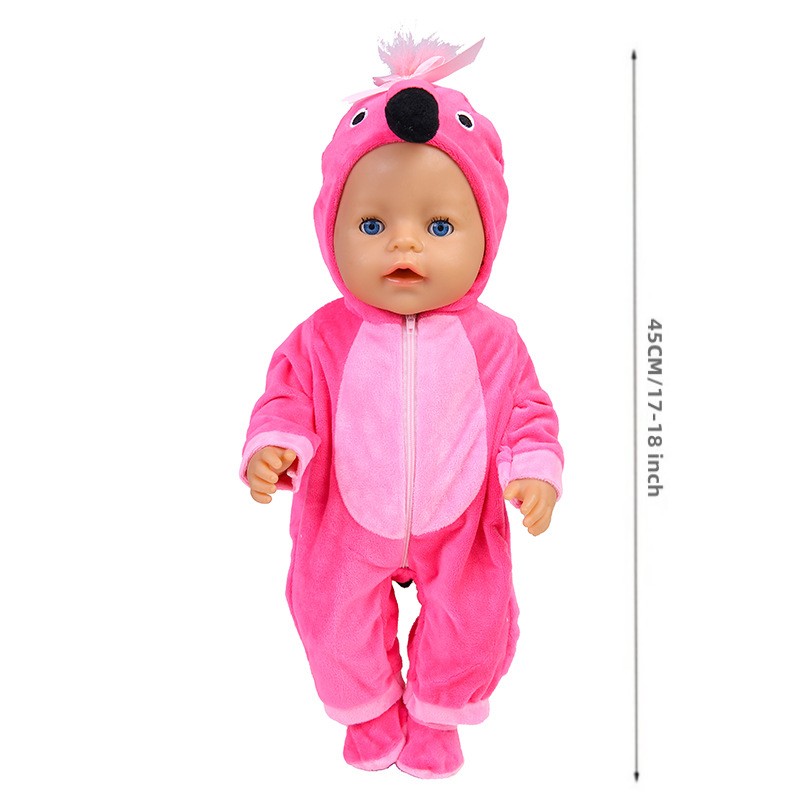 Conjunto de boneca de 43-45 cm adequado para bonecas de 17-18 polegadas, boneca de nascimento de bebê conjunto de macacão fofo + sapatos, roupas quentes em presentes de Natal