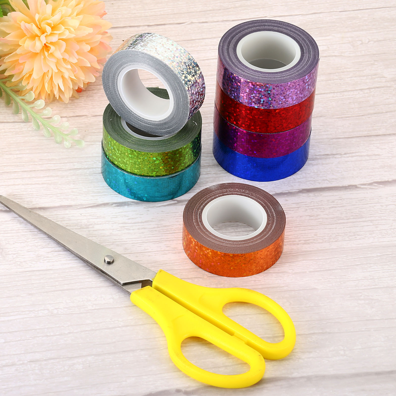 1/2/4Pc Glitter Sparkle Tape 15mmx5m Holographic Art Decorative Self-Adhesive Masking Tapes for DIY Scrapbook Art Craft Wrapping