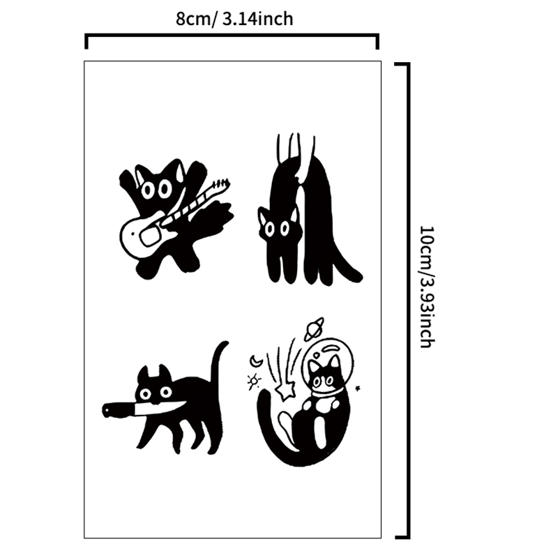 Adhesivo de tatuaje temporal de gato juguetón, adhesivo de tatuaje a base de hierbas realista, resistente al agua y duradero para brazo y clavícula.