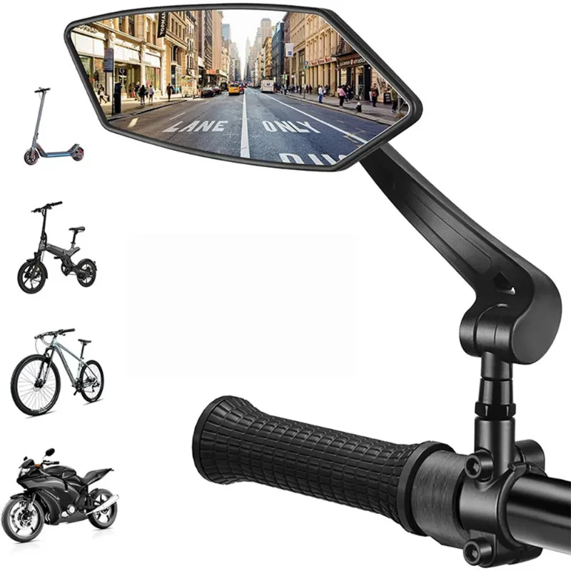 Bicycle Rear View Mirror Reflector Adjustable Rotatable Wide-Range Back Sight Handlebar Mirrors Equipped with Installation Tools