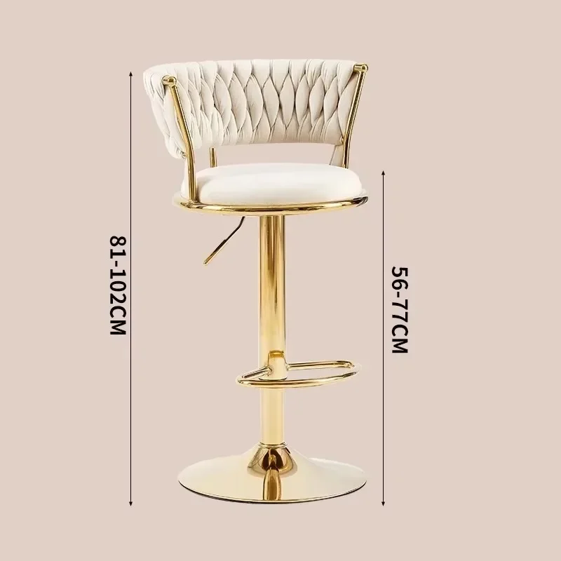 Sillas de barra giratorias de lujo ligeras, sillas de recepción ajustables en altura, taburetes altos modernos con respaldo, juego de asientos elegantes