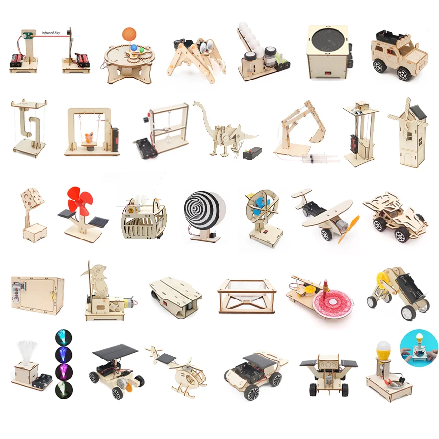 Modelo físico DIY, experimento científico, juguete educativo hecho a mano, montaje de pequeña producción, proyecto de tecnología artesanal para niños de escuela