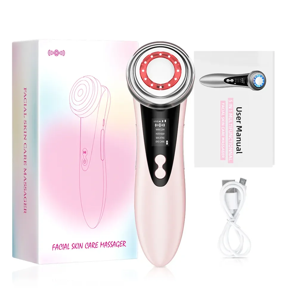 Escova elétrica de limpeza facial com luz LED, ferramenta recarregável USB para cuidados com a pele, bateria de lítio, com presente para mãe e esposa