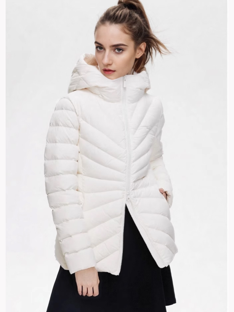 Herbst-und Winter puffer mantel Langarm-Daunen jacke mit Kapuze und Reiß verschluss mit hoher Qualität und niedrigem Preis