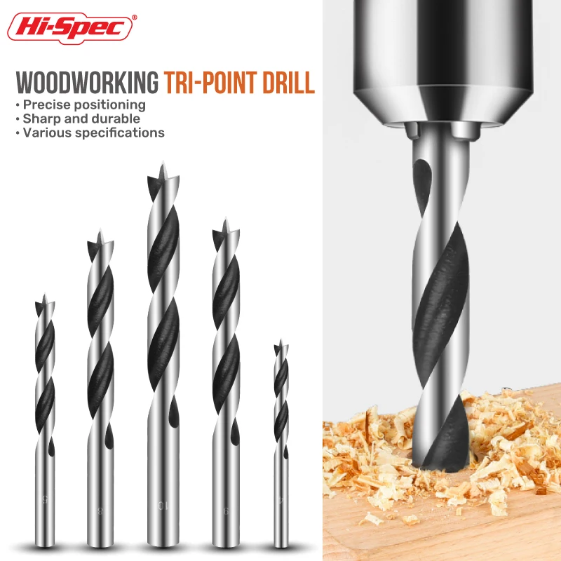 Hi-Spec 8 Máy Tính 3 Đầu Gỗ Mũi Khoan 3 ~ 10Mm Trị Điểm Khoan Bộ tốc Độ Cao Lỗ Thép Dụng Cụ Mở Cắt Kim Loại Gỗ Dụng Cụ