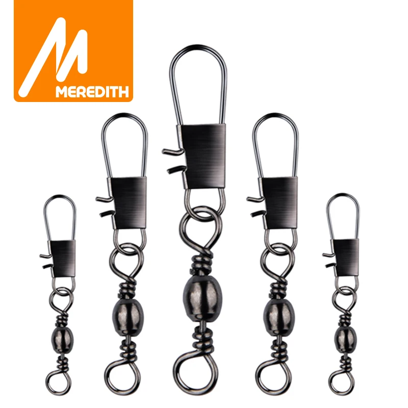 Meredith 50 unids/lote conector de pesca Pin rodamiento giratorio de acero inoxidable con señuelo para anzuelo a presión accesorio para aparejos