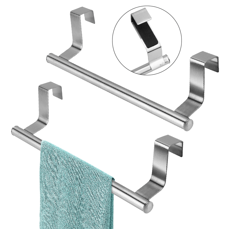 Toallero de acero inoxidable para baño, soporte de almacenamiento montado en la pared, organizador de armario de cocina sin perforaciones, 1 Uds.