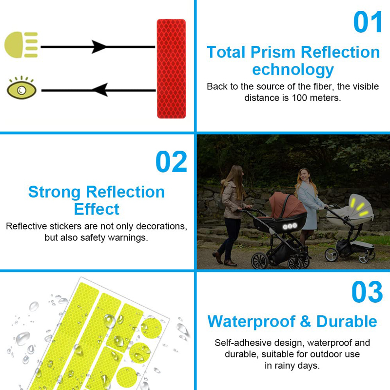 High Visibility Reflective Stickers for Clothing Backpack Vehicle Trucks Strollers
