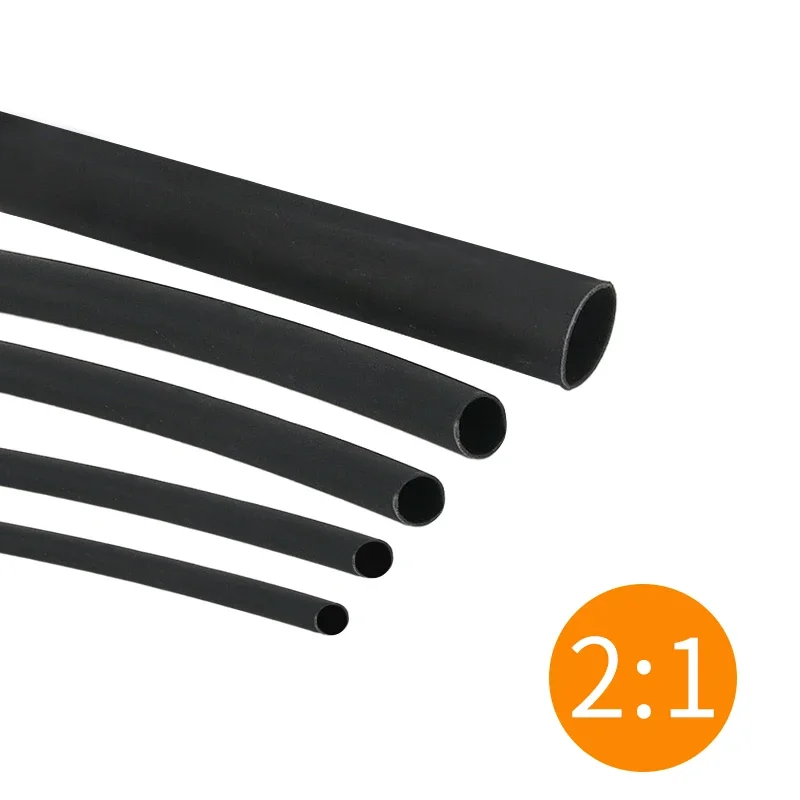 1/5/10/25M 2:1 Black 1 2 3 5 6 8 10mm Diameter Heat Shrink Heatshrink Tubing Tube Sleeving Wrap Wire Sell DIY Connector Repair