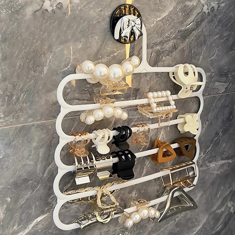 Rack de armazenamento de garra de cabelo, 5 camadas, organizador, grande capacidade, suporte de faixa de cabeça, pendurado na parede, cabide de grampo de cabelo, espaço para mulheres
