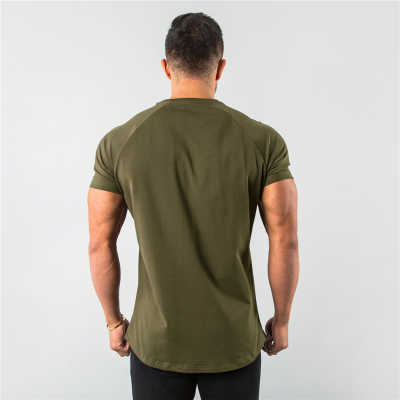 新しいファッション無地トップス Tシャツフィットネスメンズ Tシャツ半袖筋肉ジョガーボディービル Tシャツ男性体操服スリムフィットシャツ