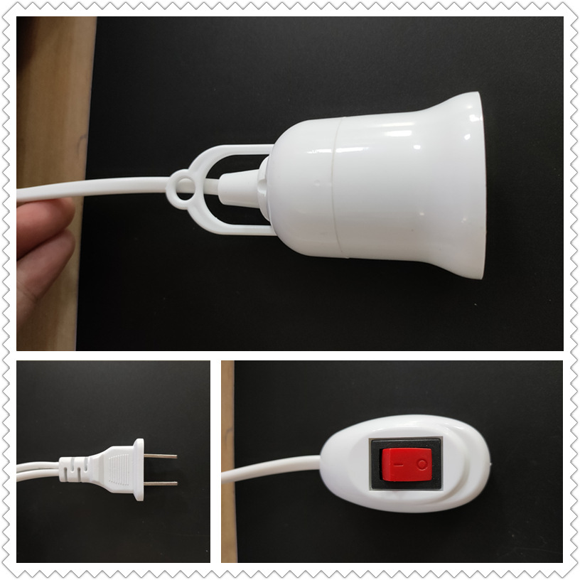 Portalámparas universal de 5/8/10m con interruptor, adaptador de casquillo de bombilla LED, portalámparas de tornillo E27, herramienta de accesorio, suspensión de enchufe doble