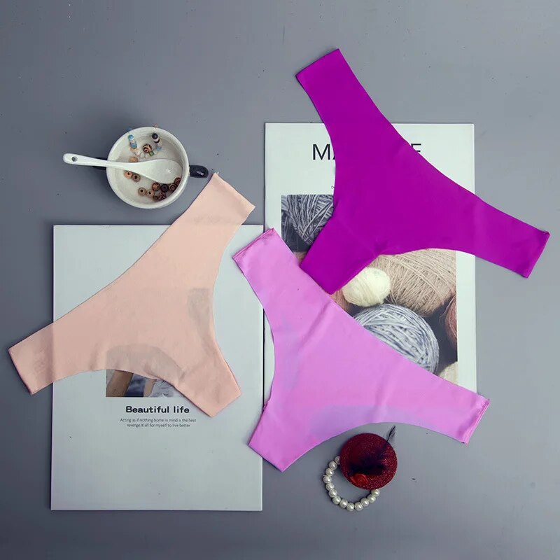 3 Stuks Naadloze Slipje Vrouwen Ijs Zijde Ondergoed Lage Taille V-Taille Slips Katoen Kruis Ademend Sneldrogend Sportondergoed