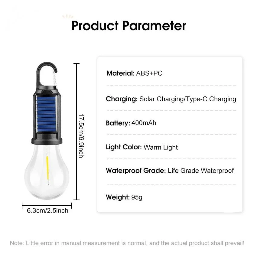 New solar powered charging camping lamp, atmosphere lamp, multifunctional handheld tungsten filament lamp, outdoor retro camping
