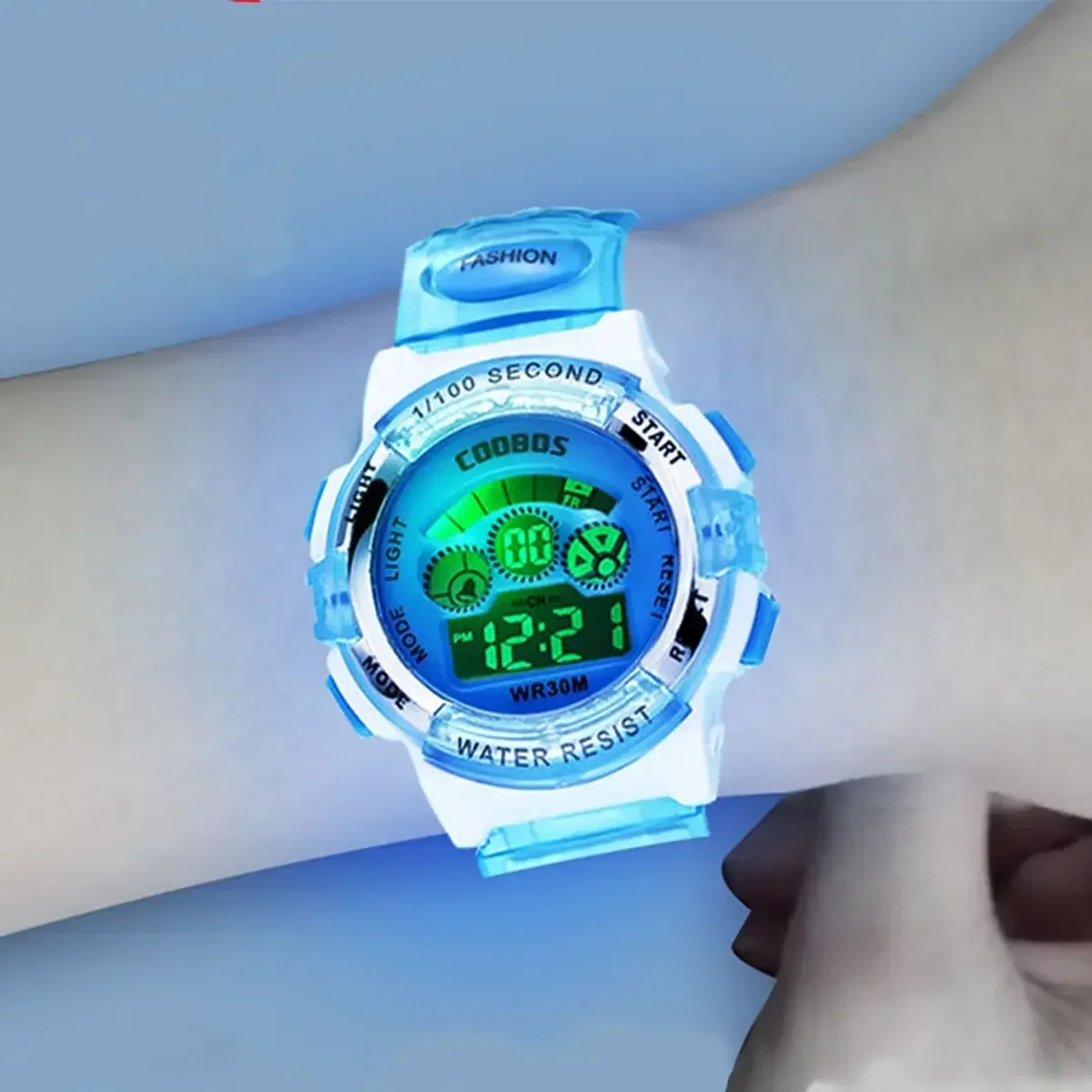 เด็กนาฬิกาอิเล็กทรอนิกส์ Luminous Dial กันน้ํา Multi-Function นาฬิกาปลุก LED นาฬิกาข้อมือดิจิตอลสําหรับชายและหญิง