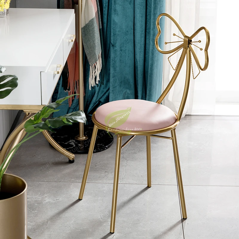 Ghế Quầy Bar Hiện Sắt Ghế Thanh Phân Ghế Quầy Bar Đồ Làm Đẹp Nội Thất Bắc Âu Thiếu Niên Trái Tim Ins Công Chúa Nơ hiện Đại