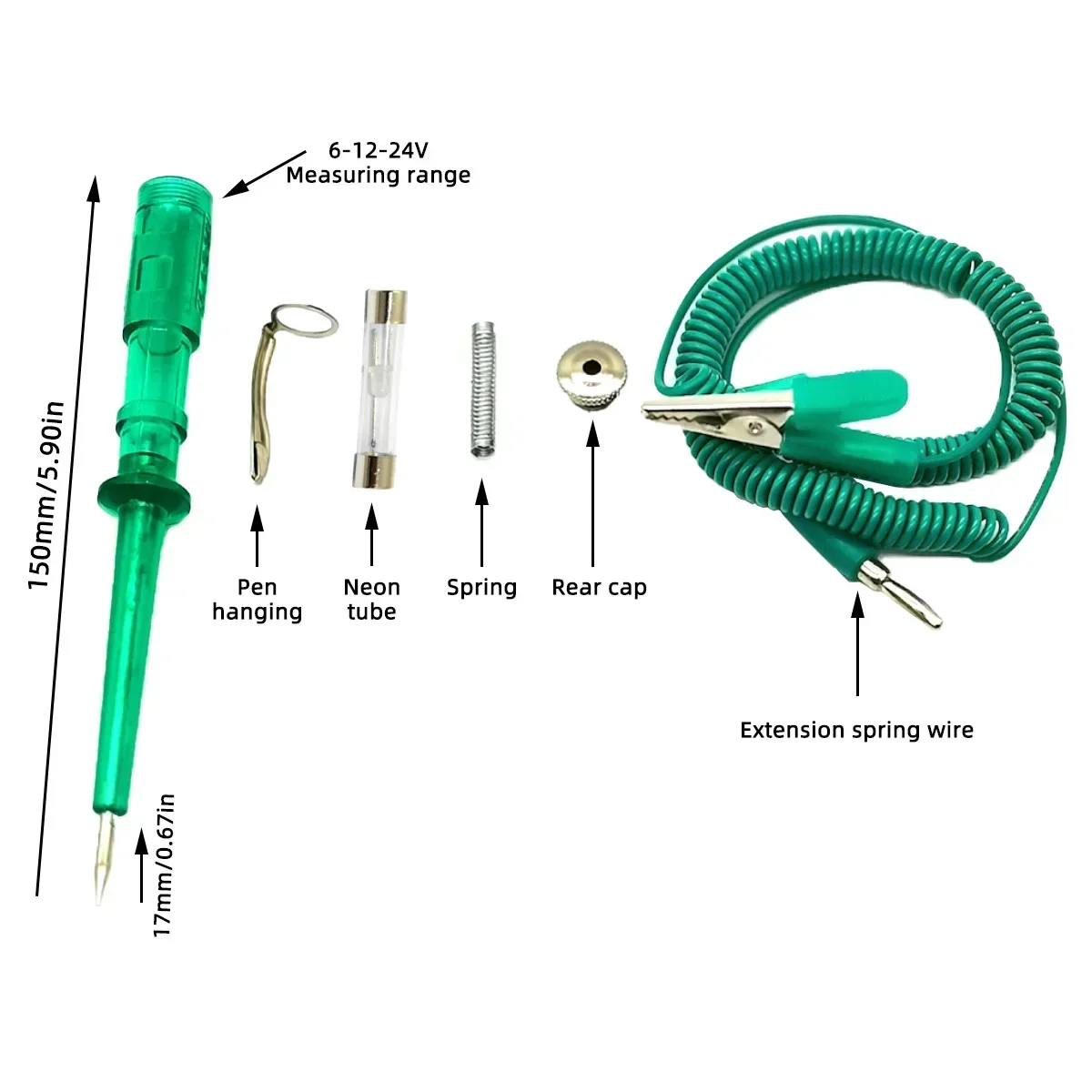 Probador de circuito de voltaje para coche camión Digital Led sonda larga pluma bombilla herramientas de diagnóstico de automóvil reparación de automóviles 6V 12V 24V 90V DC