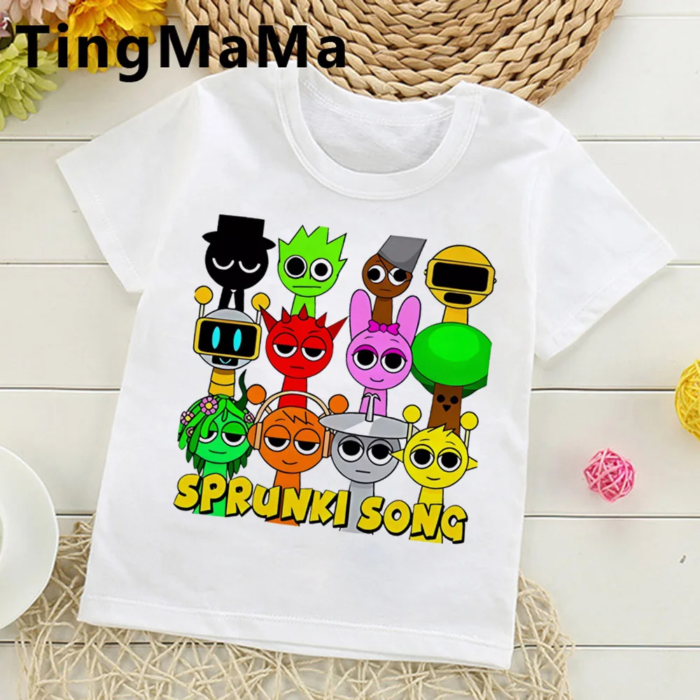 Sprunki camiseta niños moda Casual dibujos animados Incredibox camisetas hombres adolescentes niños suelto cuello redondo manga corta niñas ropa de verano