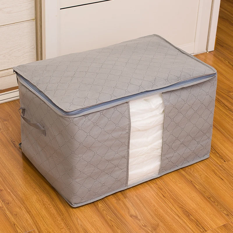 Bolsa de armazenamento de colcha de algodão não tecido, grande capacidade, à prova de umidade, poeira, portátil, organizador de roupas para bagagem móvel