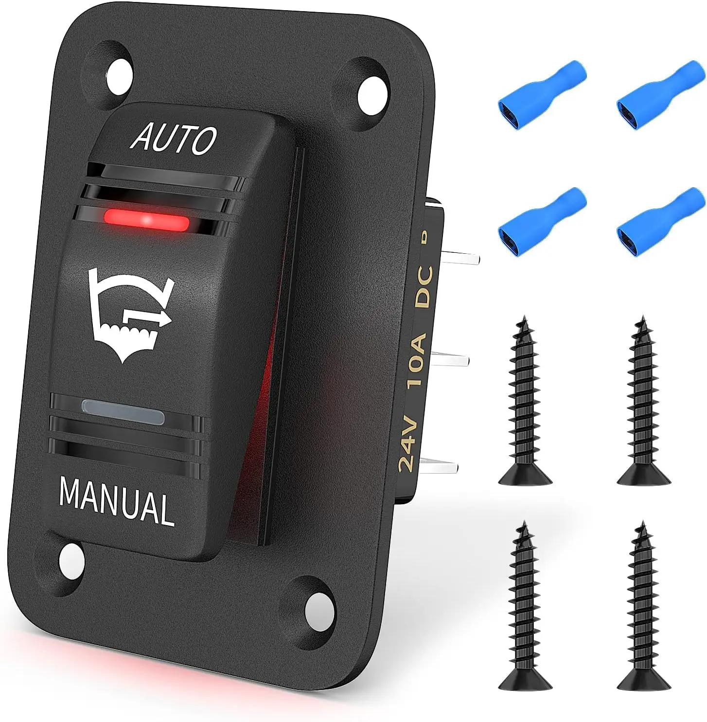 DaierTek-interruptor basculante de bomba de sentina de 3 vías, resistente al agua, 12V, 24V, 4 pines, 20A, SPDT, Panel de interruptor de bomba de sentina automática/apagado Manual con luz LED