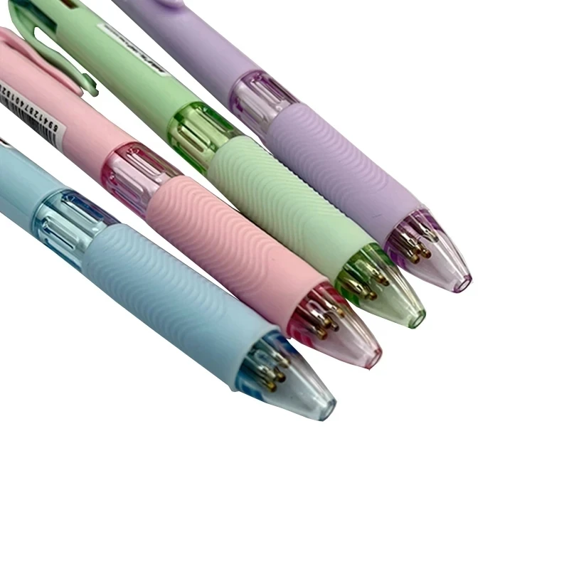 4 In 1 Multicolor ปากกาลูกลื่นสีสันสดใสปากกามัลติฟังก์ชั่นนักเรียนเขียนโรงเรียนสํานักงาน Kawaii อุปกรณ์