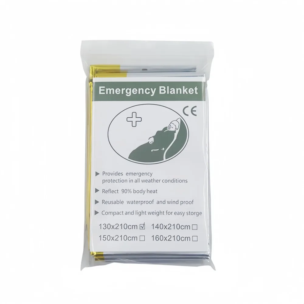 Outdoor-Überlebens-Isolierdecke, reflektierende Aluminiumfolie, wasserdichter Sonnenschutz, einfach zusammenklappbar, für Notfall-Überlebensausrüstung