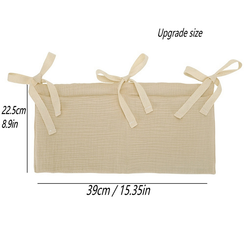 Bolsa de almacenamiento para cuna de bebé, bolsa doble de algodón, organizador de cabecera de cama para recién nacido, ropa de cama para niños, bolsa de juguetes para pañales