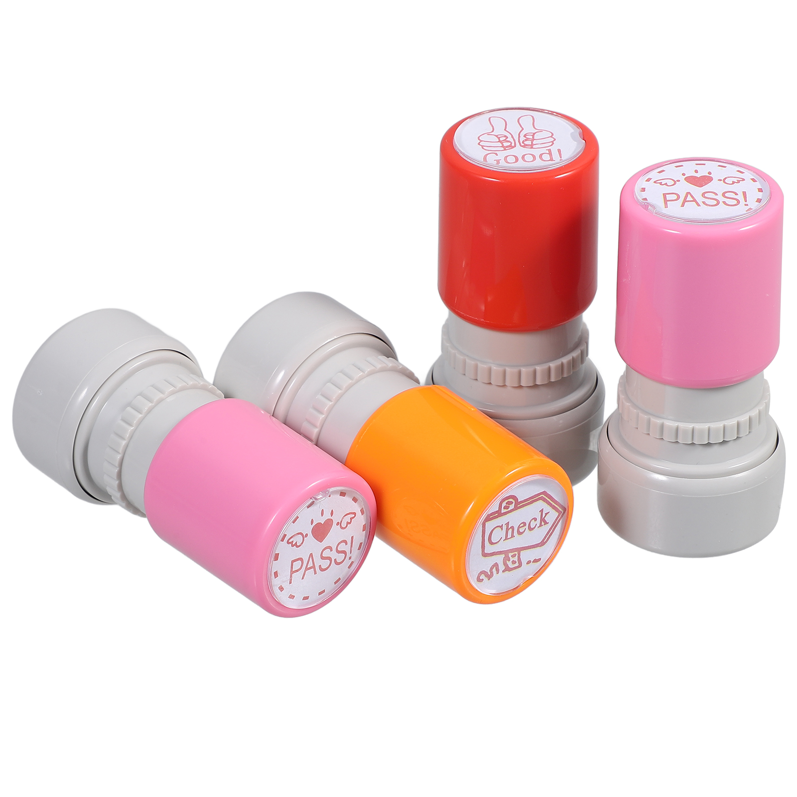 4 Stück einfache „Moedig Cartoon“-Kapitel-Grundschul-Stempel für Kinder, Präsentation, Kunststoff, Whiteboard, Schüler