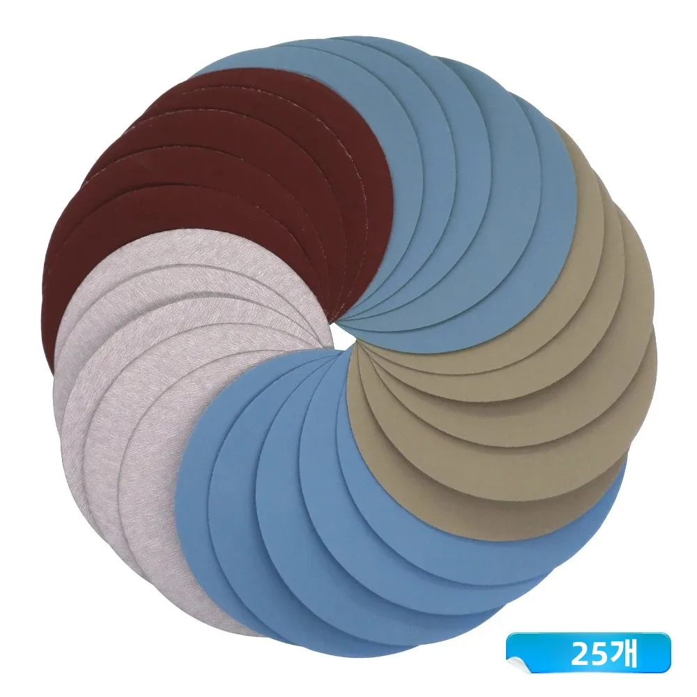 25PCS 5 인치 건식 및 습식 사포 라운드 샌딩 디스크 그릿 1000/2000/3000/4000/5000 후크 루프 연마 모래 시트