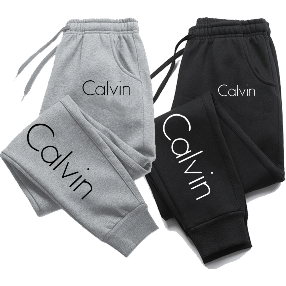 Casual Printed Sports Running Trousers Men Women Autumn Drawstring Long Pants Fitness Solid Sweatpants Unisex Gym Wear
