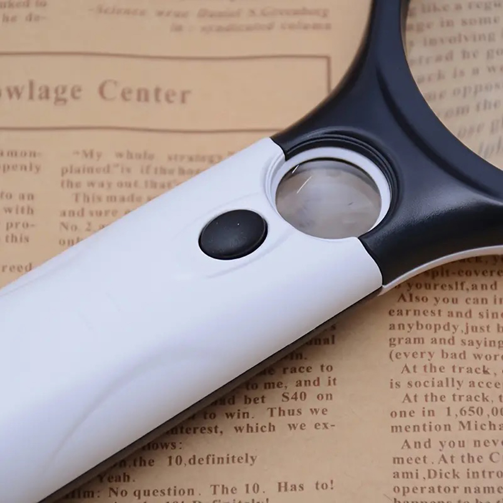 White Magnifying Glass Handheld 45X Magnifier With 3 LED Light For Reading Magnifying Glass Jewelry Loupe